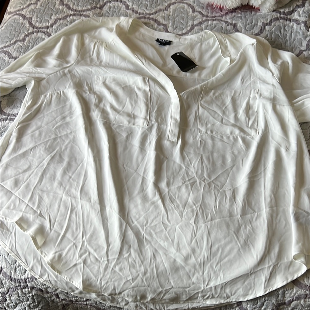 Torrid White 3/4 Sleeve Polo Blouse